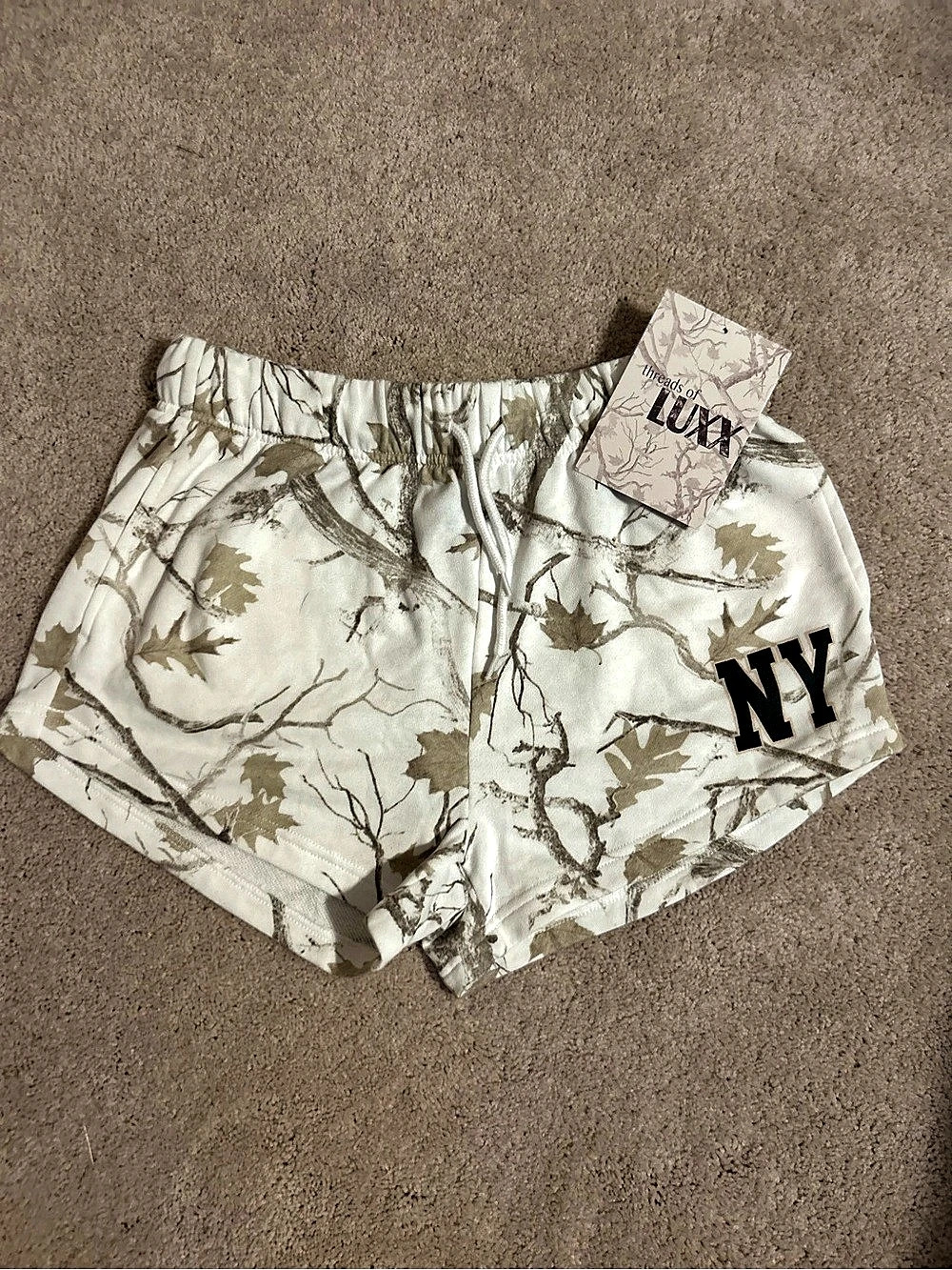 Threads of Luxx Camo Print NY Logo Lounge Shorts